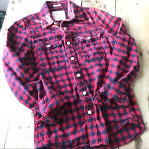 Abercrombie Red & Blue Plaid Flannel Medium